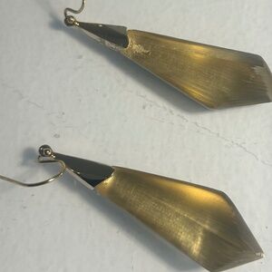 Alexis Bittar Lucite Yellow/Gold Faceted Wire Earrings